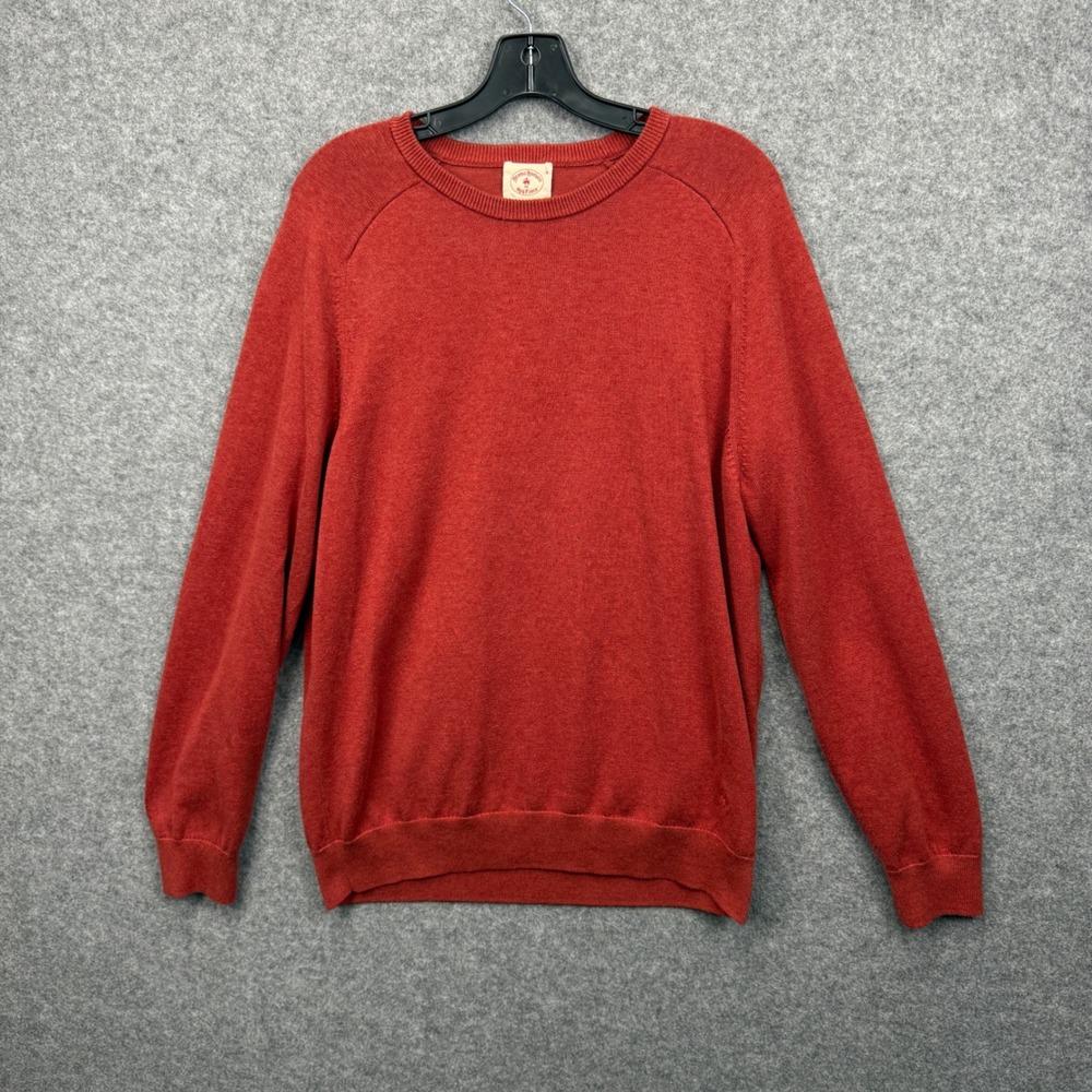 Brooks Brothers Red‎ Fleece Mens Red Cotton Blend Crewneck Sweater L